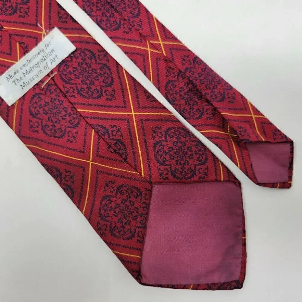METROPOLITAN MUSEUM ART SILK TIE RED BLUE BAROQUE